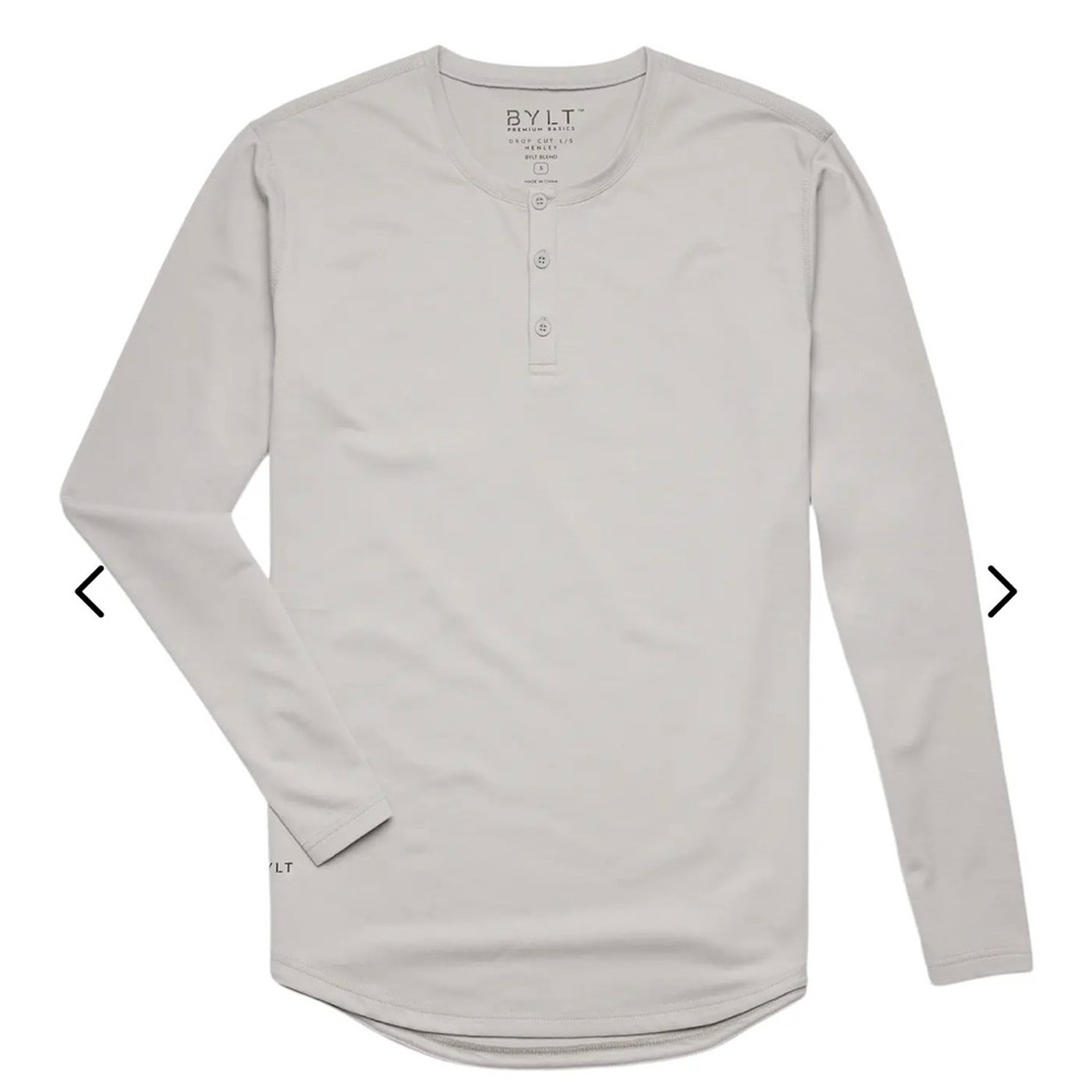 BYLT Basics Henley Drop-Cut Long Sleeve: BYLT Signature Storm Large